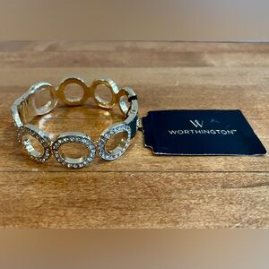 Worthington Clip On Gold Bracelet With Rhinestones